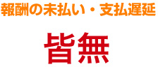 報酬の未払い・支払遅延 皆無